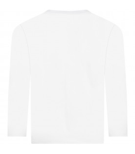 White t-shirt for boy with skis
