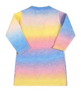 Multicolor dress for baby girl with patch