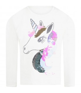 White t-shirt for girl with unicorn
