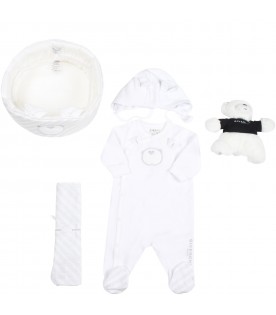 White set for baby kids with logos