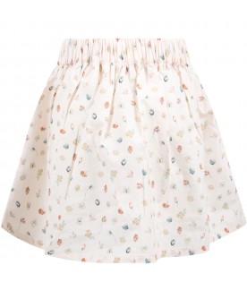 Pink skirt for girl with flowers