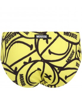 Yellow swim-briefs for boy with smiley faces
