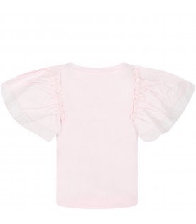 Pink T-shirt for girl with logo