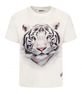 Ivory T-shirt for kids with tiger