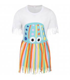 Multicolor dress for girl with jellyfish and fringes