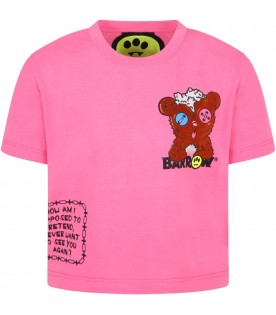 Fuchsia T-shirt for kids with bear