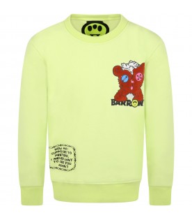 Yellow sweatshirt for kids with bear and logo