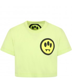 T-shirt gialla corta per bambina con logo