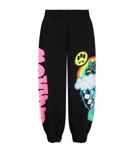 Black sweatpant for girl with prints