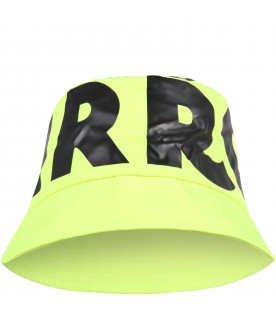 Neon yellow cloche for kids with logo