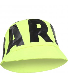 Neon yellow cloche for kids with logo