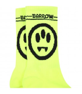Neon yellow socks for kids with logo
