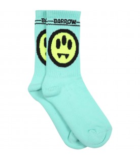Teal green socks for kids with logo