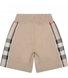 Beige short for baby boy with checked details