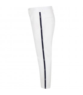 White trousers for boy with logo