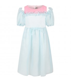 Light-blue dress for girl with bow