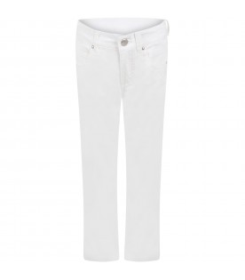 White trousers for boy with patch logo