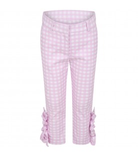 Pantaloni rosa per bambina con rouche