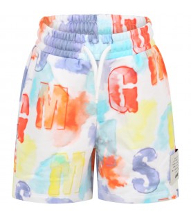 White short for boy with colorful spots