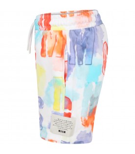 White short for boy with colorful spots