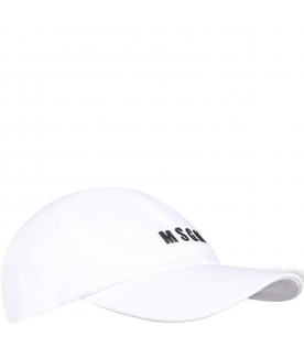 Chapeau blanc pour garçon avec logo