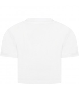 T-shirt blanc pour fille avec logo