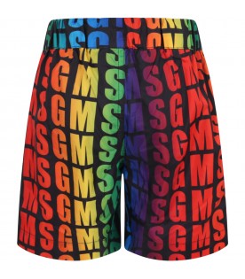 Black swimshort for boy with logos