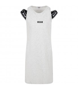 Grey dress for girl with logo