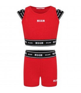 Red set for girl with logo