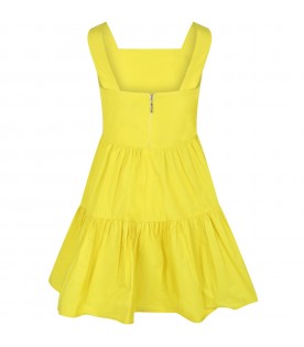 Yellow dress for girl with logo