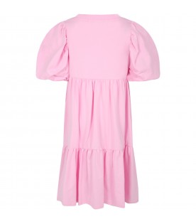 Pink dress for girl with logo
