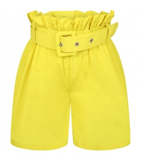 Yellow short for girl with logo
