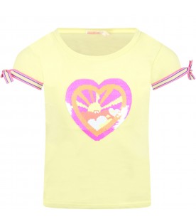 Yellow t-shirt for girl with heart