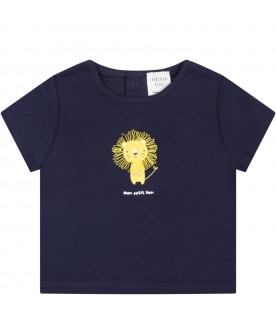 Blue t-shirt for baby boy with lion