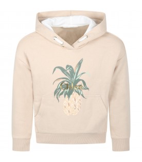 Beige sweatshirt for girl with pineapple