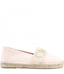 Pink espadrilles for girl with logo