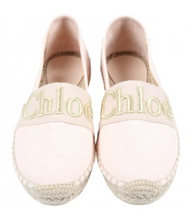 Pink espadrilles for girl with logo