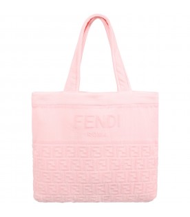 Pink towel-bag for girl with iconic FF