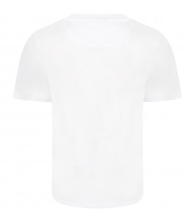 White t-shirt for boy with logo