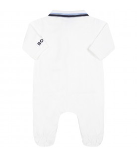White babygrow for baby boy with logo