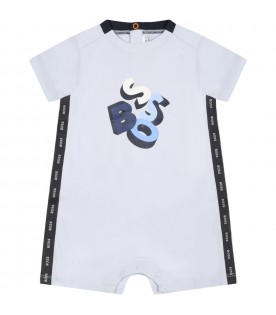 Light-blue romper for baby boy with logo