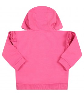 Fuchsia sweatshirt for baby girl with logo