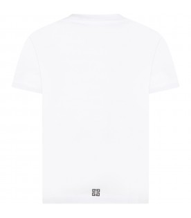 White t-shirt for boy with logos