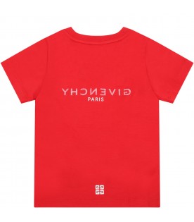 Red t-shirt for baby boy with logo