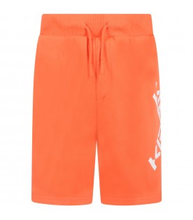 Orange short for boy with logos