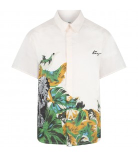 Ivory shirt for boy with animals