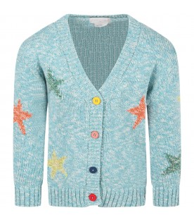 Light blue cardigan for girl with stars