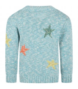 Light blue cardigan for girl with stars