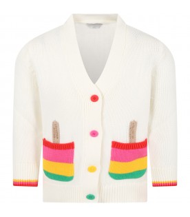 Ivory cardigan for girl with ice cream