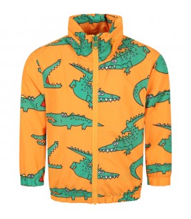 Orange windbreaker for boy with crocodiles